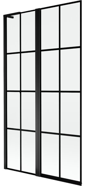 Mexen Mist L dvojdelna leva kopalniška pregrada 100 x 150 cm, črno okence, črna - 8A9L-100-011-70-77-L