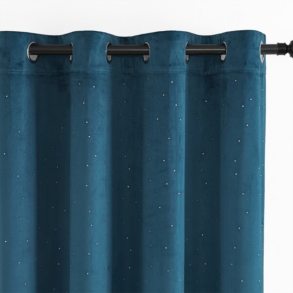 Zavese v setu Holland Velvet Navy Crystal (2 kos) 140x260