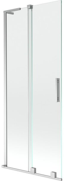 Mexen Velar L dvojna zložljiva raztegljiva kopalniška pregrada 80 x 150 cm, prozorno, krom - 896-080-003-01-01
