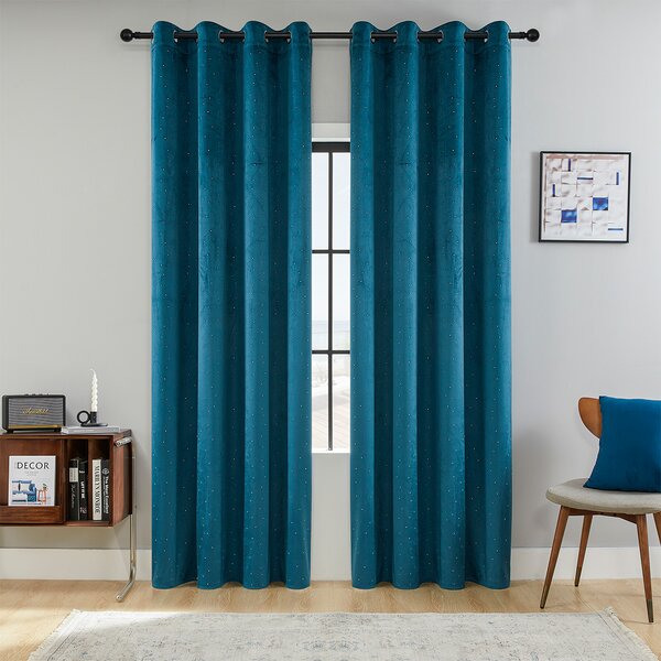 Zavese v setu Holland Velvet Navy Crystal (2 kos) 140x260