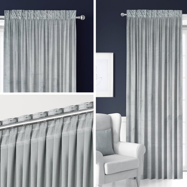 Zavese v setu Holland Velvet Grey (2 kos) 140x250