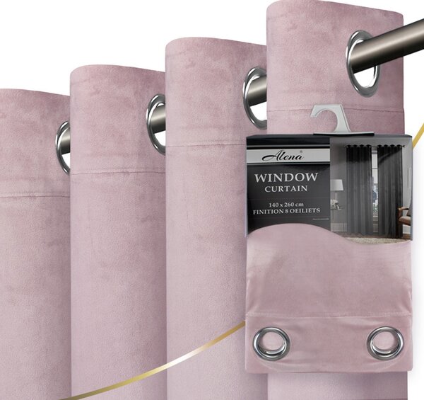 Zavese v setu Holland Velvet Pink (2 kos) 140x260