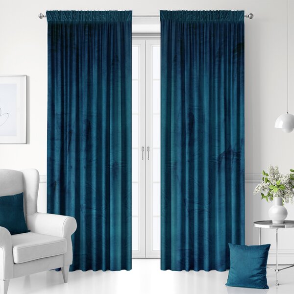 Zavese v setu Holland Velvet Navy (2 kos) 140x250