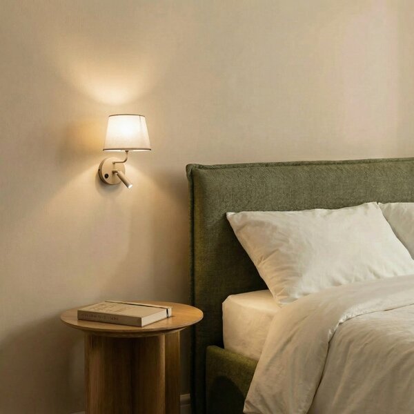 TK Lighting Stenna svetilka Maja, pesek, tekstil, svetloba za branje, višina 25 cm, zatemnjen, Bež, spalnica, Tkanine / tekstil
