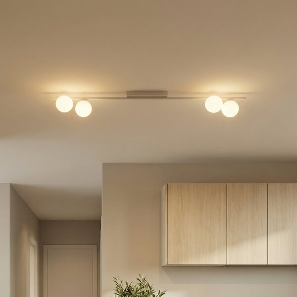 TK Lighting Stropna svetilka Imelo, krem, 4-žarnica, steklo, dolžina 140 cm, zatemnjen, Bež, spalnica, Steklo