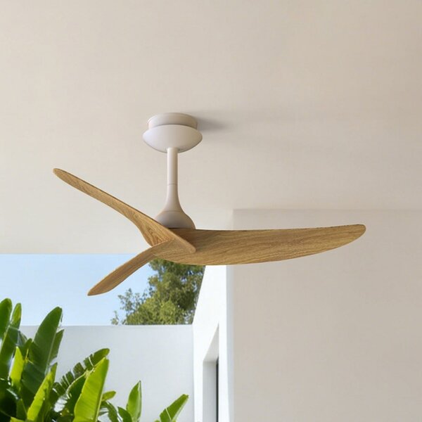 Mantra Iluminación Stropni ventilator Ipanema, bel/les, DC, tih, daljinski upravljalnik, IP44, Bela, Dnevna soba / jedilnica, Kovina, Sodobni