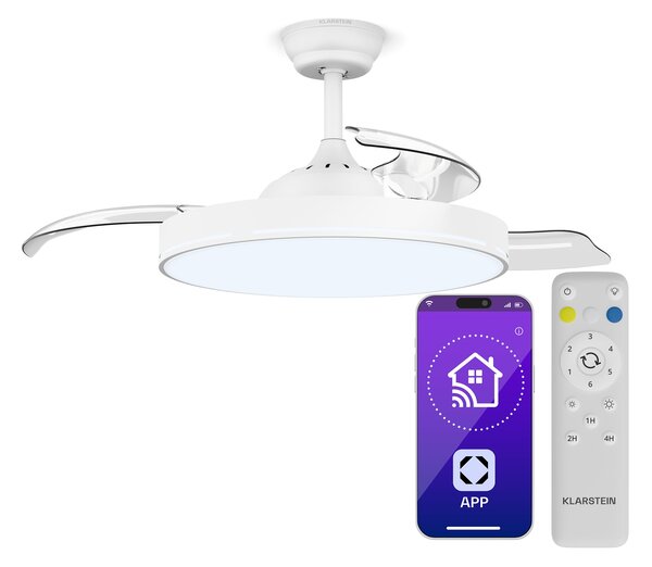 Klarstein AirFold | Pameten stropni ventilator | Zložljiva krila | Zatemnljiva LED svetloba | Pameten