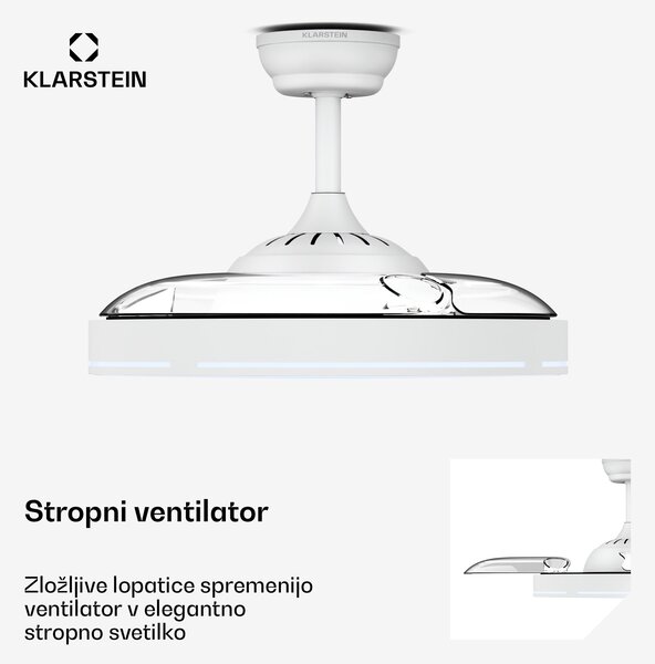 Klarstein AirFold | Pameten stropni ventilator | Zložljiva krila | Zatemnljiva LED svetloba | Pameten