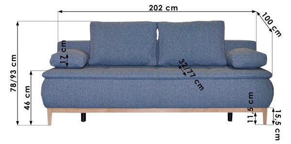 BOXSPRING ZOFA, barve petroleja tekstil
