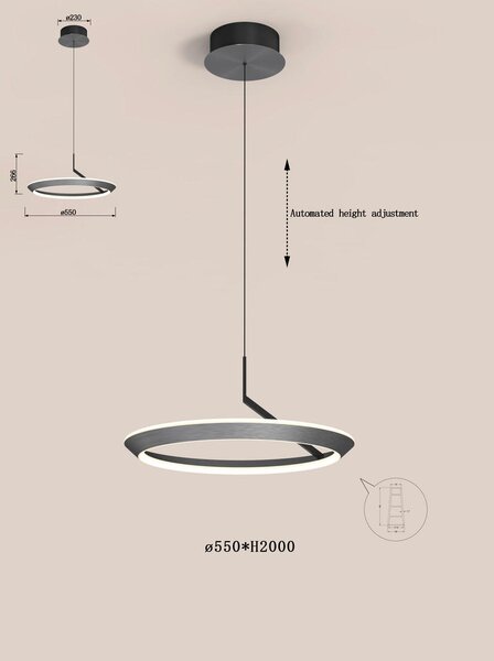VISEČA LED-SVETILKA VISILICA GENESIS, WITH MOTOR 15W 3900 lm 3000/4000/5000 K