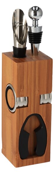 ATMOWOOD Komplet za vino v lesenem stojalu