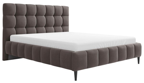 OBLAZINJENA POSTELJA 160 cm x 200 cm , tekstil, leseni material umazano rjava