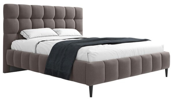 OBLAZINJENA POSTELJA 160 cm x 200 cm , tekstil, leseni material umazano rjava