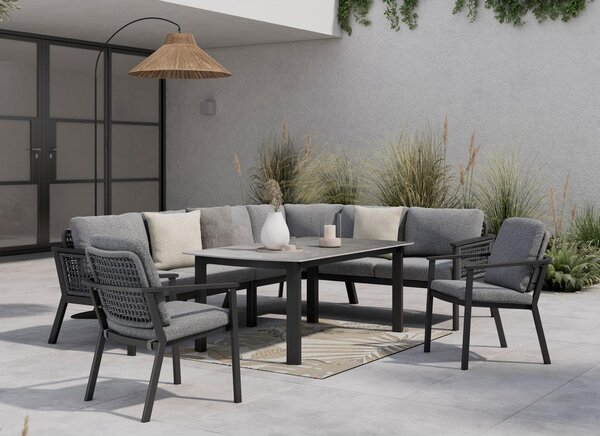 JEDILNA LOUNGE GARNITURA tkanina aluminij