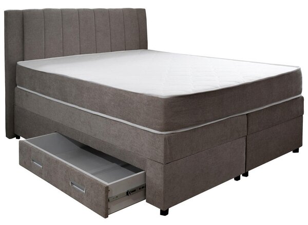 POSTELJA BOXSPRING 160 cm x 200 cm , leseni material, tekstil siva