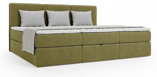 DRUŽINSKA POSTELJA 210 cm x 200 cm , les, tekstil, leseni material zelena