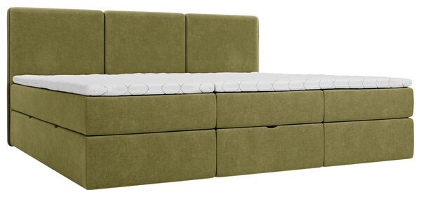 DRUŽINSKA POSTELJA 210 cm x 200 cm , les, tekstil, leseni material zelena