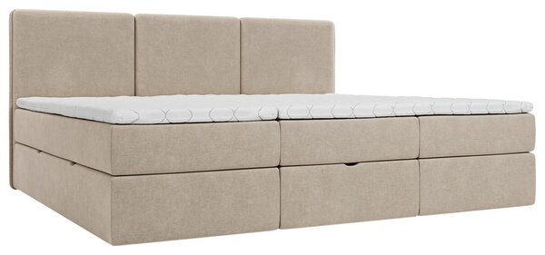 DRUŽINSKA POSTELJA 210 cm x 200 cm , les, tekstil, leseni material bež