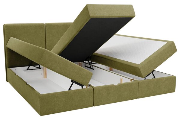 DRUŽINSKA POSTELJA 210 cm x 200 cm , les, tekstil, leseni material zelena