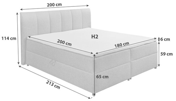 POSTELJA BOXSPRING 180 cm x 200 cm , tekstil antracit