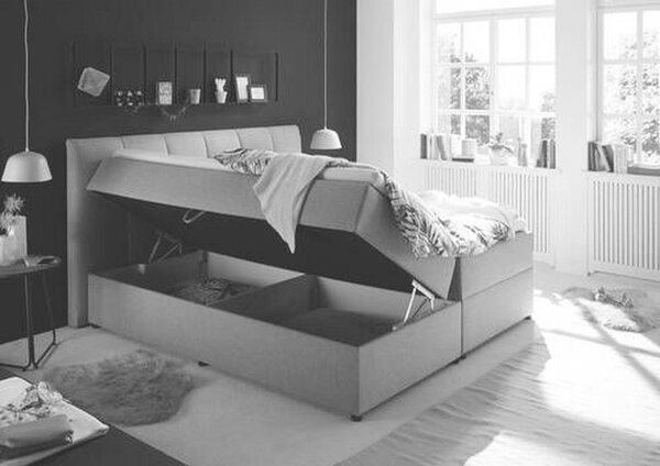 POSTELJA BOXSPRING 180 cm x 200 cm , tekstil antracit