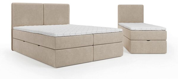 DRUŽINSKA POSTELJA 210 cm x 200 cm , les, tekstil, leseni material bež