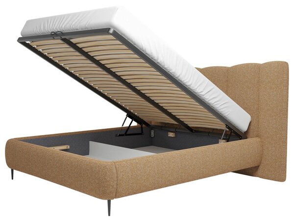 OBLAZINJENA POSTELJA 140 cm x 200 cm , les, tekstil, leseni material terakota