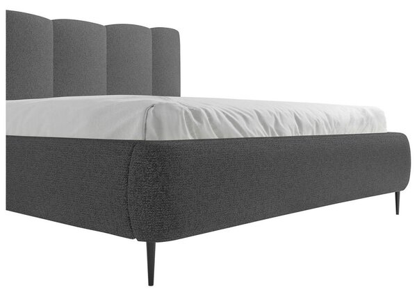 OBLAZINJENA POSTELJA 140 cm x 200 cm , les, tekstil, leseni material antracit