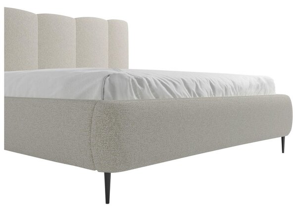 OBLAZINJENA POSTELJA 140 cm x 200 cm , les, tekstil, leseni material svetlo siva