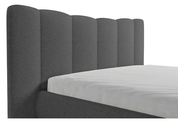 OBLAZINJENA POSTELJA 140 cm x 200 cm , les, tekstil, leseni material antracit