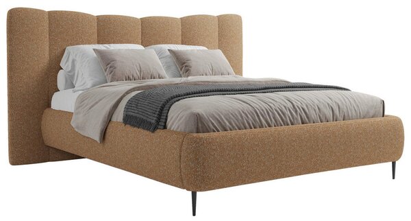 OBLAZINJENA POSTELJA 140 cm x 200 cm , les, tekstil, leseni material terakota