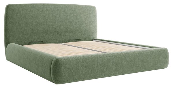 OBLAZINJENA POSTELJA 140 cm x 200 cm , les, tekstil, leseni material zelena