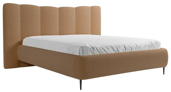 OBLAZINJENA POSTELJA 140 cm x 200 cm , les, tekstil, leseni material terakota