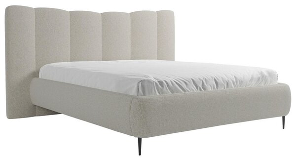 OBLAZINJENA POSTELJA 140 cm x 200 cm , les, tekstil, leseni material svetlo siva