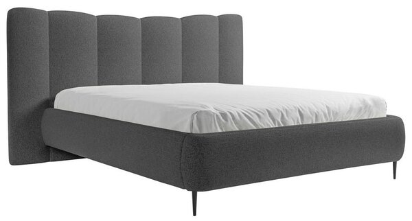 OBLAZINJENA POSTELJA 140 cm x 200 cm , les, tekstil, leseni material antracit