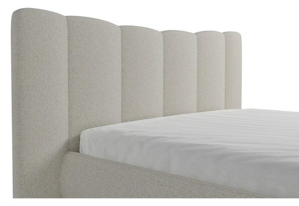 OBLAZINJENA POSTELJA 140 cm x 200 cm , les, tekstil, leseni material svetlo siva