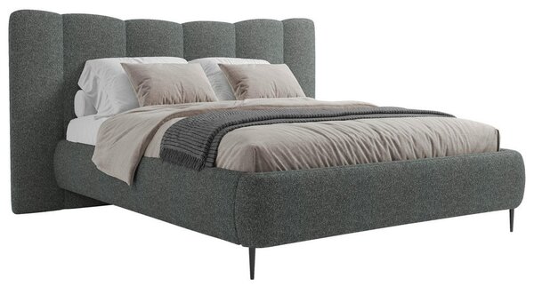 OBLAZINJENA POSTELJA 140 cm x 200 cm , les, tekstil, leseni material antracit