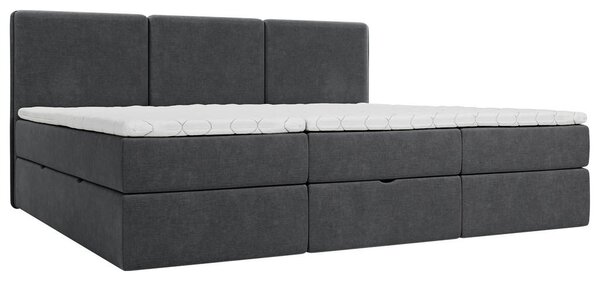 DRUŽINSKA POSTELJA 210 cm x 200 cm , les, tekstil, leseni material antracit