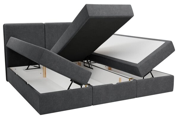 DRUŽINSKA POSTELJA 210 cm x 200 cm , les, tekstil, leseni material antracit