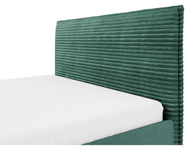 OBLAZINJENA POSTELJA 140 cm x 200 cm , les, tekstil, leseni material temno zelena
