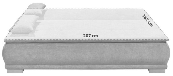 ZOFA S POSTELJNO FUNKCIJO, siva tekstil, leseni material