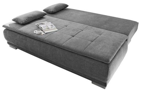 ZOFA S POSTELJNO FUNKCIJO, temno siva tekstil, leseni material