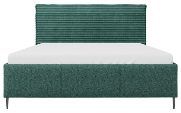 OBLAZINJENA POSTELJA 140 cm x 200 cm , les, tekstil, leseni material temno zelena