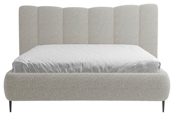 OBLAZINJENA POSTELJA 140 cm x 200 cm , les, tekstil, leseni material svetlo siva