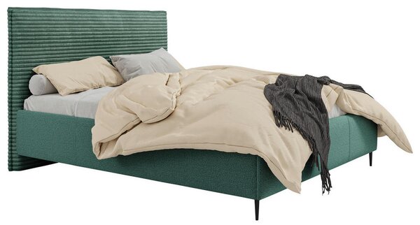 OBLAZINJENA POSTELJA 140 cm x 200 cm , les, tekstil, leseni material temno zelena