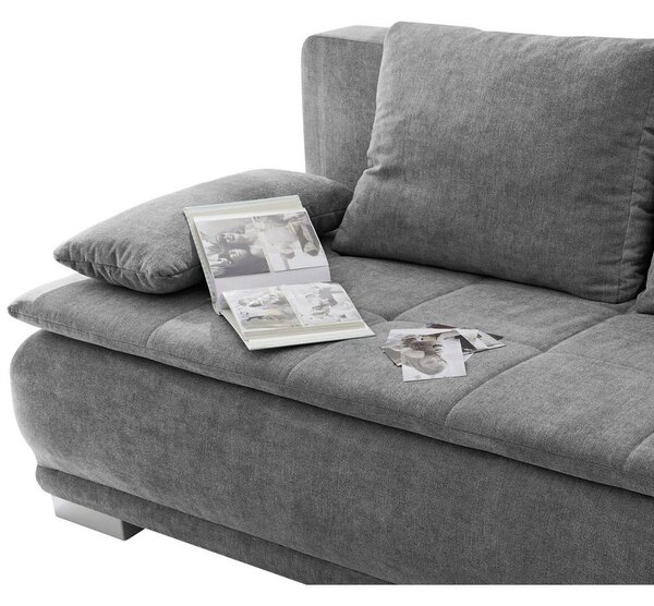 ZOFA S POSTELJNO FUNKCIJO, temno siva tekstil, leseni material