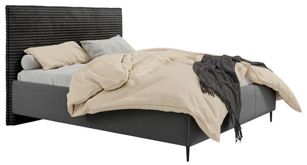 OBLAZINJENA POSTELJA 140 cm x 200 cm , les, tekstil, leseni material antracit