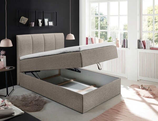 POSTELJA BOXSPRING 120 cm x 200 cm , tekstil umazano rjava