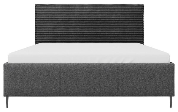 OBLAZINJENA POSTELJA 140 cm x 200 cm , les, tekstil, leseni material antracit