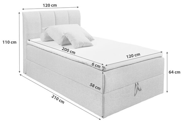 POSTELJA BOXSPRING 120 cm x 200 cm , tekstil umazano rjava